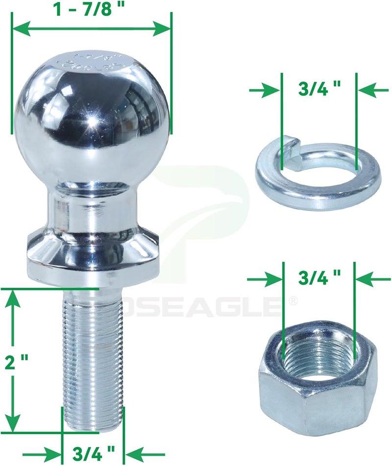POSEAGLE Universal Heavy Duty Zero Turn Mower Trailer Hitch with Chrome Trailer Hitch Ball, 2,000 lbs, 1-7/8-Inch Diameter, 3/4 x 2-Inch Shank and L Socket Wrench - Image 4